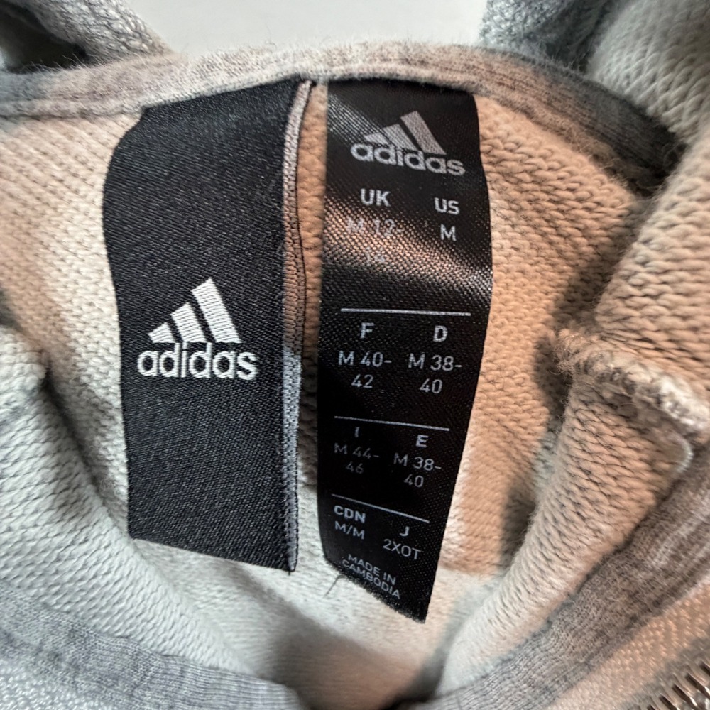 Adidas Women's Full Zip Hoodie Heather Gray French Terry Sweatshirt M - Picture 4 of 8